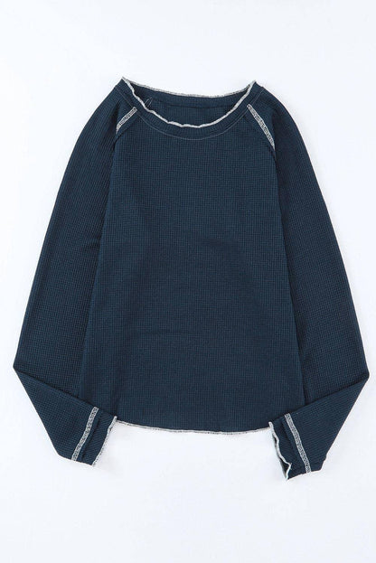 Waffle Knit Long Sleeve Top - Southern Sassy Boutique