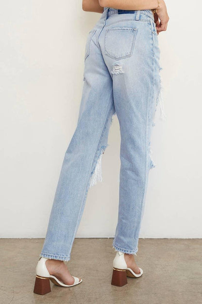 High Waist Ripped Baggy Jeans - Southern Sassy Boutique