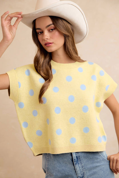 Polka Dot Knit Sleeveless Sweater