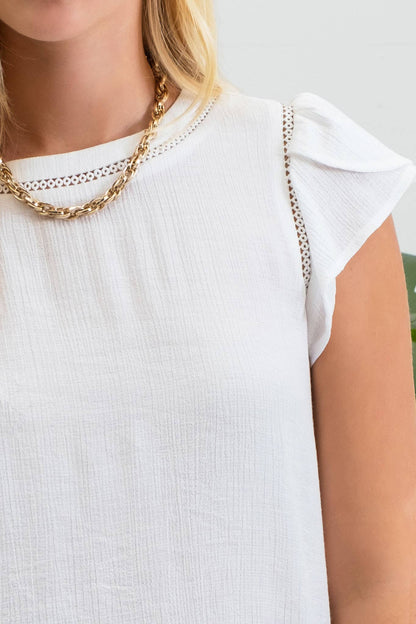 TULIP SLEEVE BACK BUTTON BLOUSE - Southern Sassy Boutique