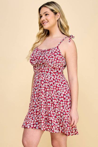 Curvy Floral Tie Mini Dress