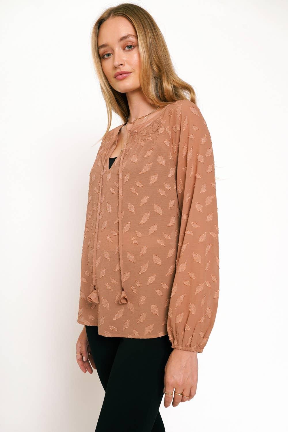 Jacquard Blouse - Southern Sassy Boutique