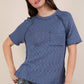 Solid Casual Knit Top with Patch Pocket