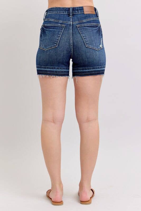 High Waisted Tummy Control Destroy Release Hem Shorts