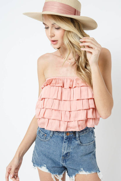 STRAPLESS RUFFLE TUBE TOP - Southern Sassy Boutique