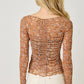 Lettuce Hem Mesh Print Top