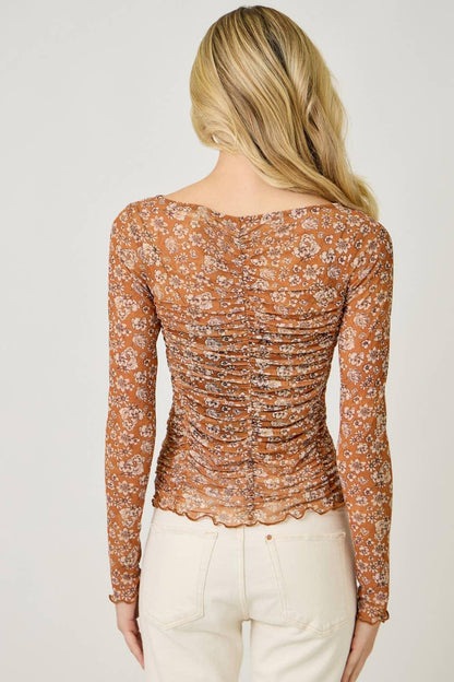 Lettuce Hem Mesh Print Top - Southern Sassy Boutique
