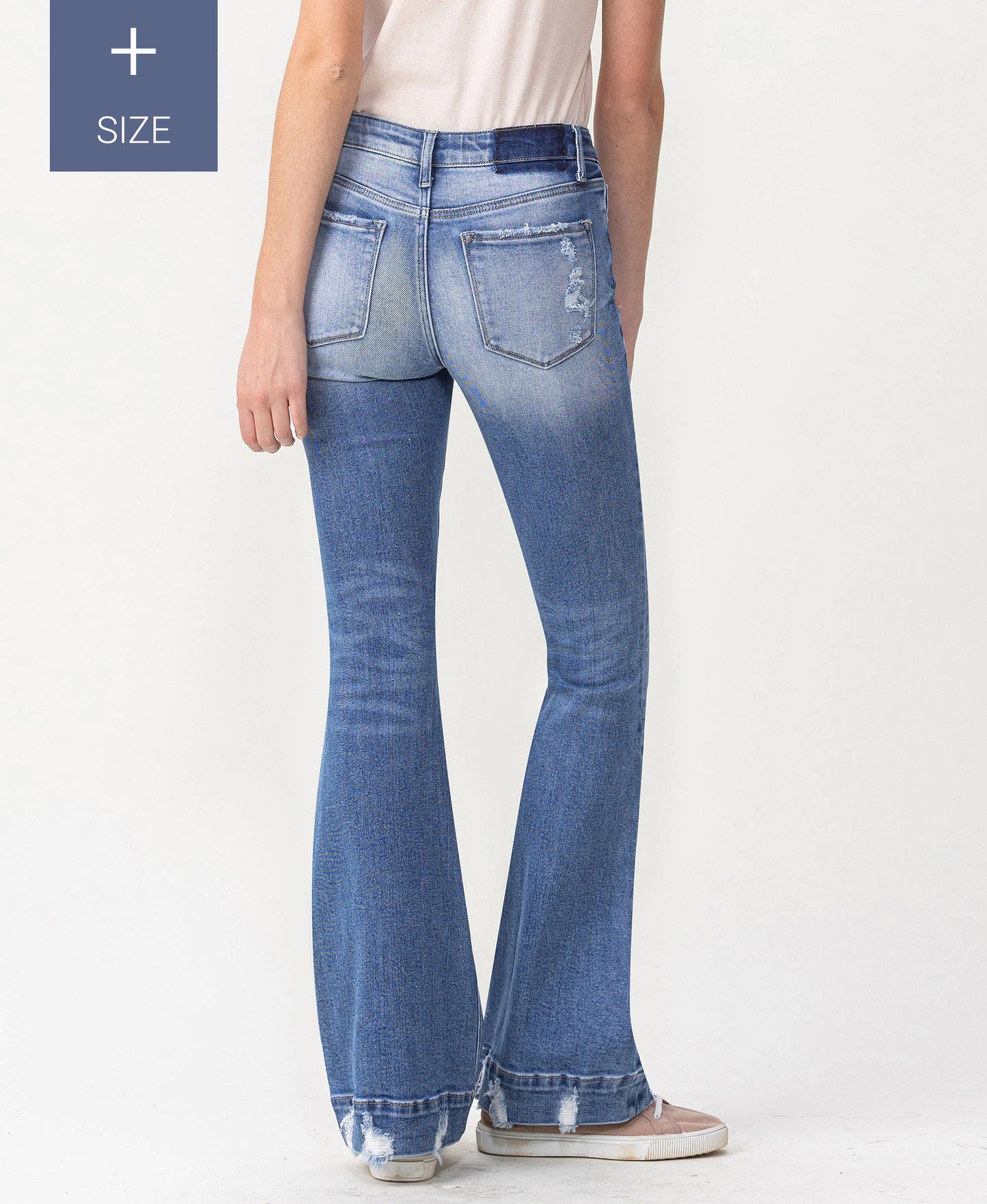 PLUS SIZE MID RISE TROUSER HEM FLARE JEANS - Southern Sassy Boutique