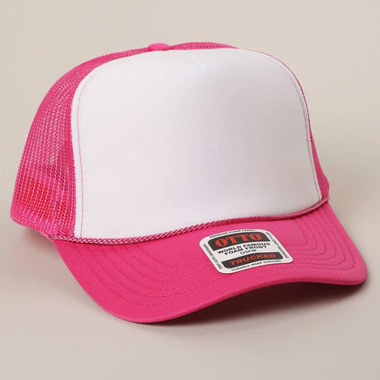 Two-Tone Mesh Back High Crown Foam Trucker Hat - Southern Sassy Boutique