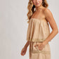 STRAPLESS EMBROIDERED TRIM ROMPER
