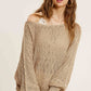 Lightweight Dolman Sleeve Boat Neck Sweater Top