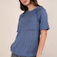 Solid Casual Knit Top with Patch Pocket
