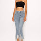 RHINESTONE FRINGE DENIM PANTS