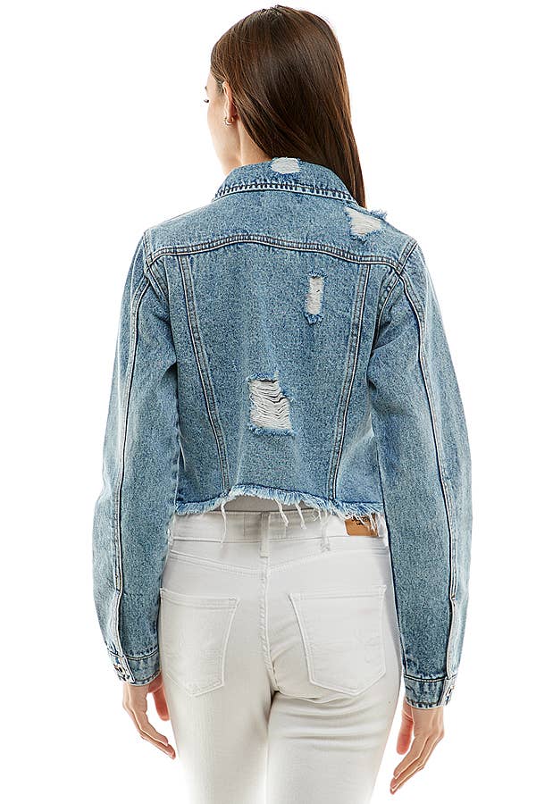 Ladies Distressed Denim Jacket