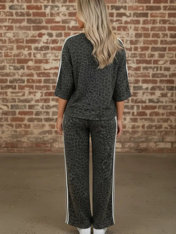 Leopard Varsity Stripe Pant Set