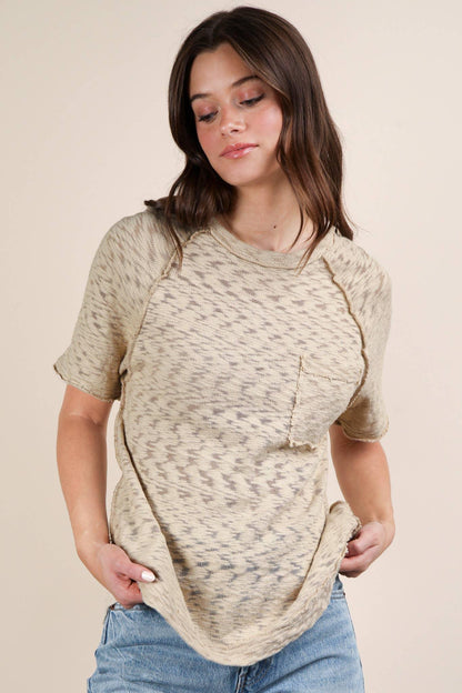 Solid Casual Knit Top with Patch Pocket - Southern Sassy Boutique