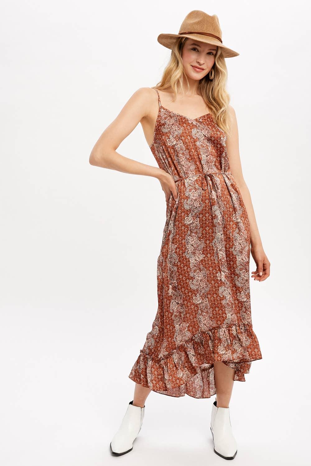 Printed Slit Dress - Southern Sassy Boutique