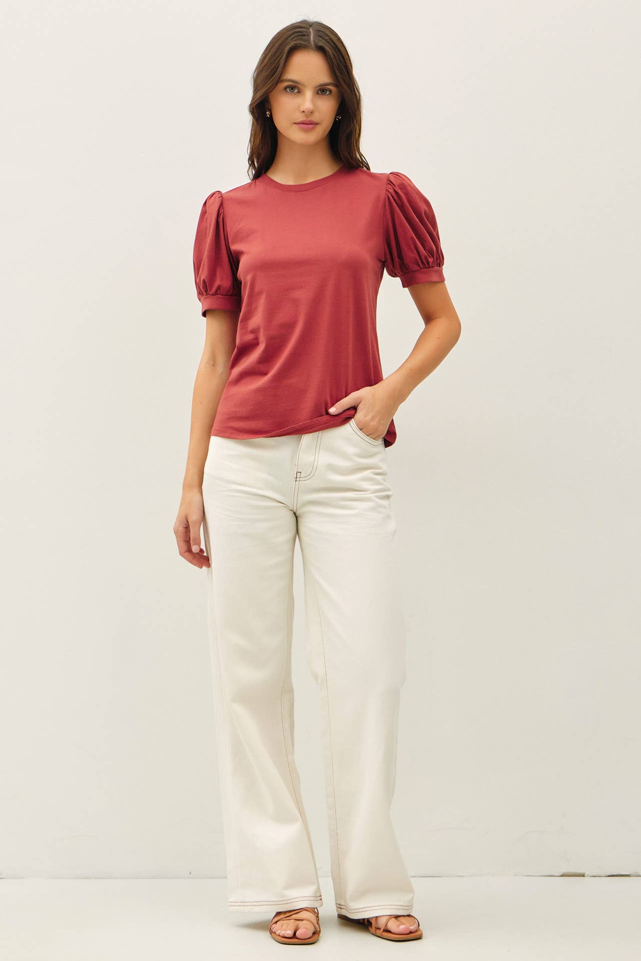 COTTON JERSEY PUFF SLEEVE T-SHIRTS