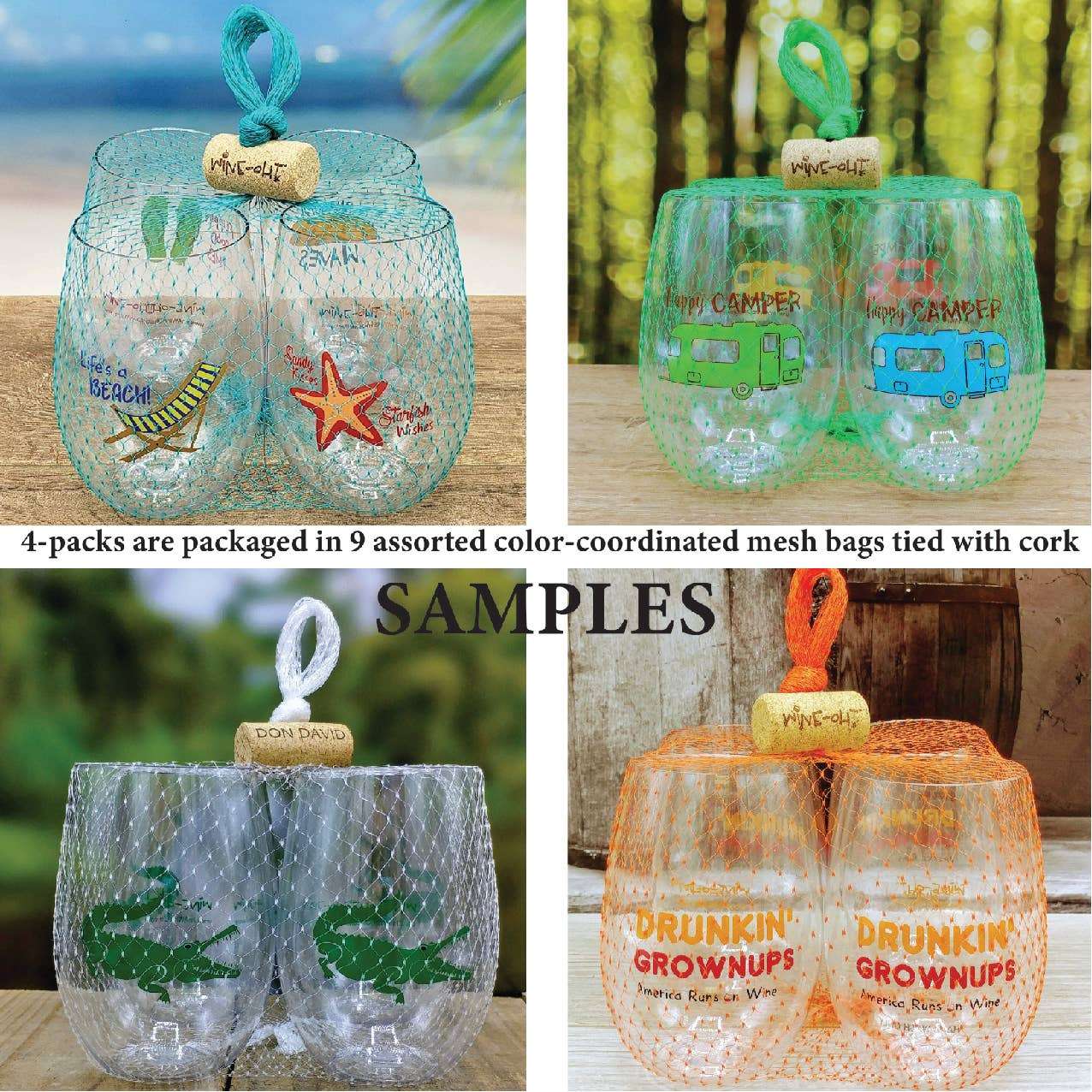 DRUNKIN' GROWNUPS Unbreakable TRITAN Plastic Wine Glasses