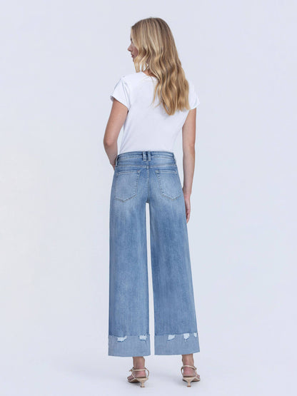 HIGH RISE MEDIUM WASH CUFFED WIDE JEANS LV1604
