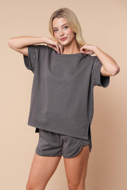Short Sleeve Solid Knit Top - Southern Sassy Boutique