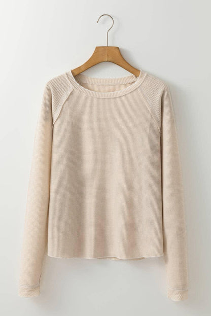 Waffle Knit Long Sleeve Top - Southern Sassy Boutique
