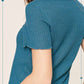 Stretchy Brushed Waffle Knit Short Sleeve Button Top