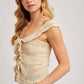 CROCHET RUFFLED KNIT TOP