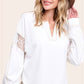 Embroidered Crochet V-neck Long Sleeve Top