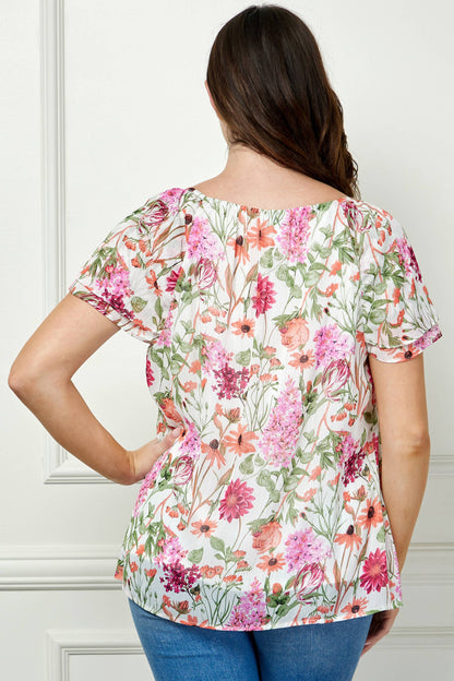 Curvy Blooming Pink Petals Blouse