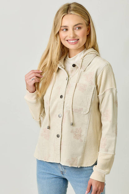 Flower Embroidery Hoodie Jacket