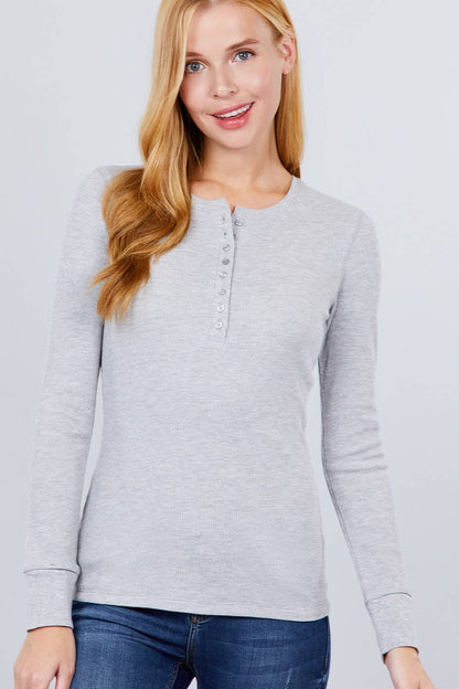 Fitted Long Sleeve Henley Top