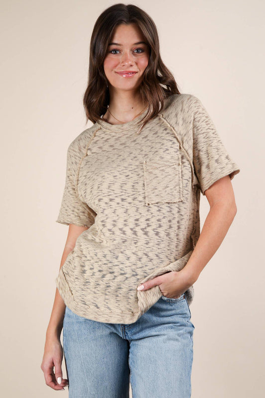 Solid Casual Knit Top with Patch Pocket - Southern Sassy Boutique