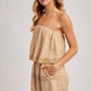 STRAPLESS EMBROIDERED TRIM ROMPER