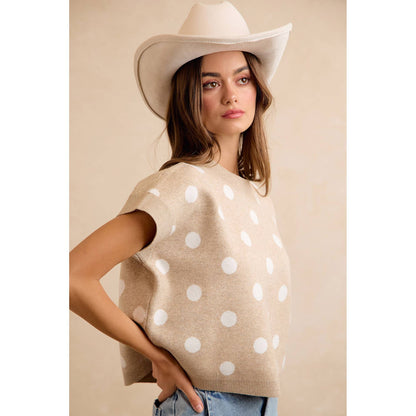 Polka Dot Knit Sleeveless Sweater