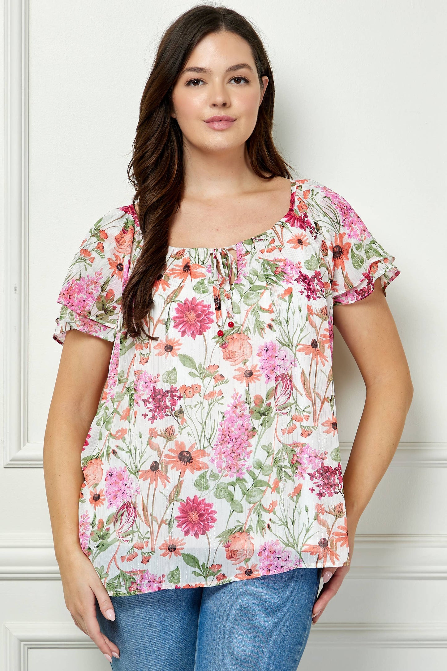 Curvy Blooming Pink Petals Blouse