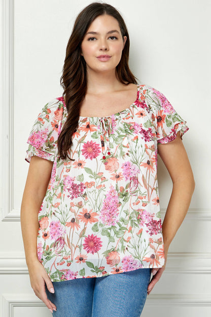 Curvy Blooming Pink Petals Blouse