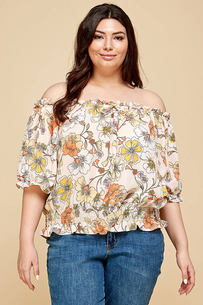 Peasant Off Shoulders Floral Top