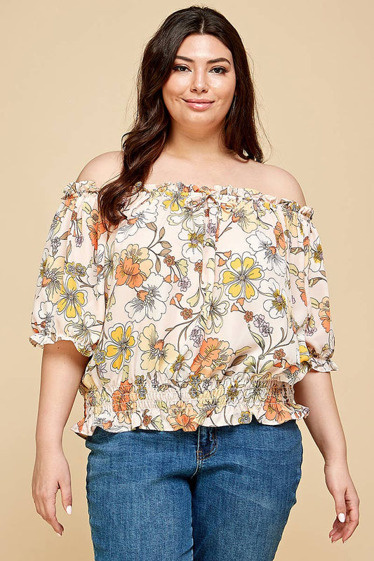 Peasant Off Shoulders Floral Top