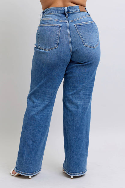 High Waisted V-Front WB Vintage Wash Straight Fit