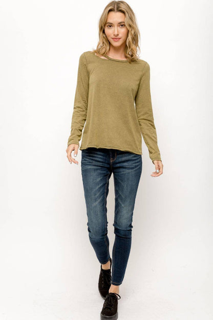 Cut-Out Long Sleeve Top - Southern Sassy Boutique