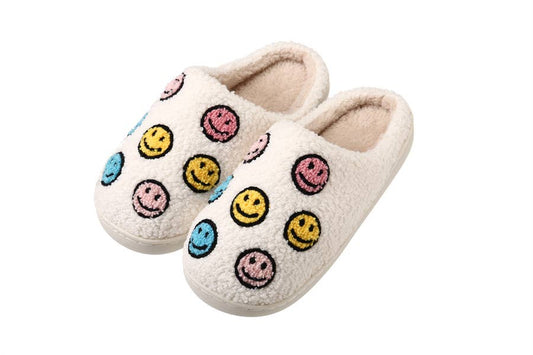 Ladies Plush Evening Slippers with HAPPY FACE THEME