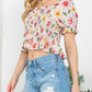 Smoked Floral Puff Top