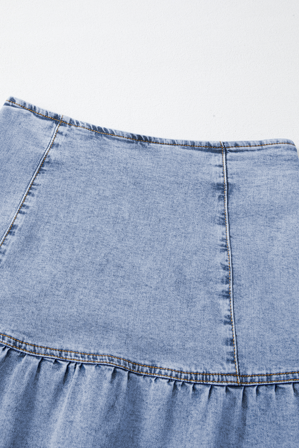 Denim Ruffle Overlay Mini Skirt