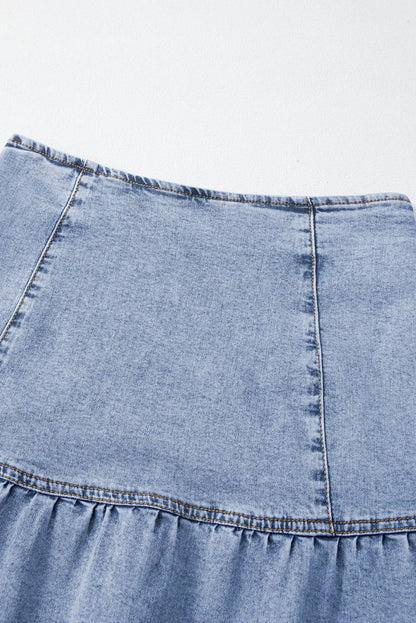 Denim Ruffle Overlay Mini Skirt - Southern Sassy Boutique