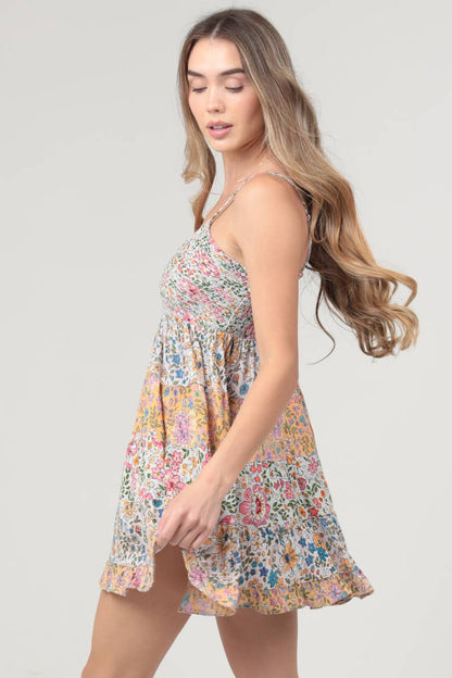Boho Smocked Mixed Print Sundress