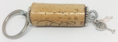 White Wine Glass Charm Braid Design Keychain - Southern Sassy Boutique