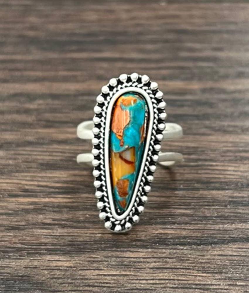750480, Gemstone Adjustable Ring - Southern Sassy Boutique