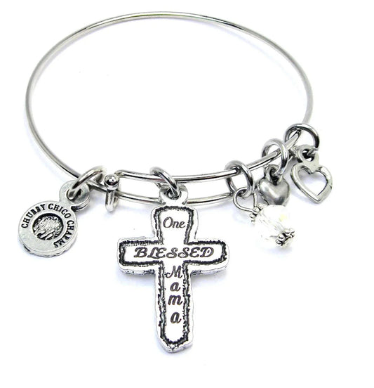 One Blessed Mama Bangle Expandable Bracelet - Southern Sassy Boutique