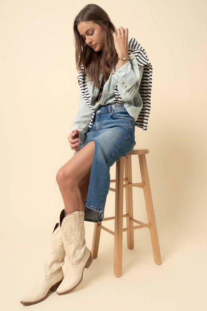 CROSSOVER MIDI SKIRT - Southern Sassy Boutique